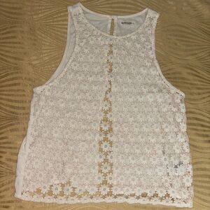 Garage White/Cream Floral Crocheted Lace Top